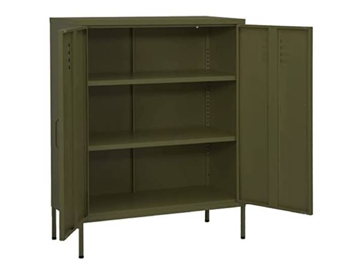 YUTAASU Stahl Sideboard Olivgrün 80x35x101,5 cm