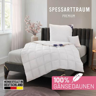 Gänsedaunenbettdecke SPESSARTTRAUM "Premium****, hergestellt in Deutschland, Bettdecken für Sommer, Winter", weiß, B:135cm L:200cm, Bezug: 100% Baumwolle. Füllung: 100% Gänsedaunen, Bettdecken, 4 Wärmeklassen & 5 Größen, Bestseller