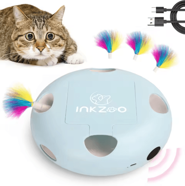 Inspire Picks INKZOO Interactive Cat Toy Smart Automatic 7 Hole Whack A Mole Mouse Toy blue