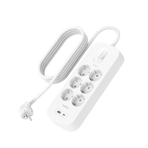 Belkin Steckdosenleiste 6-fach + USB-A+C,650J,18W,2m SRB002vf2MV2