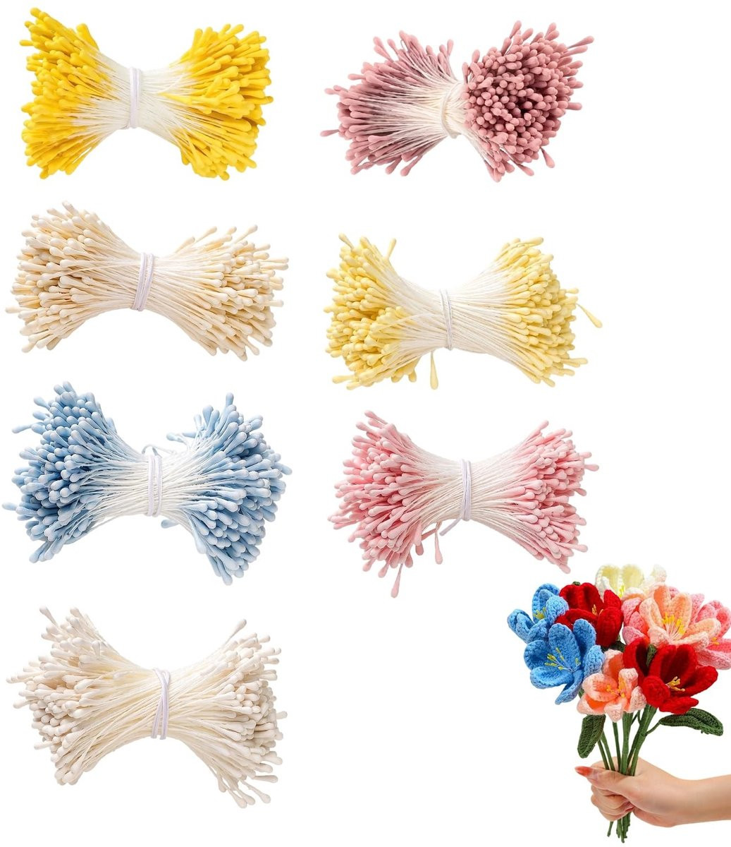 Solidchoice Set van 7 Bundels Kunstbloem Stamens voor Creatieve Decoratie