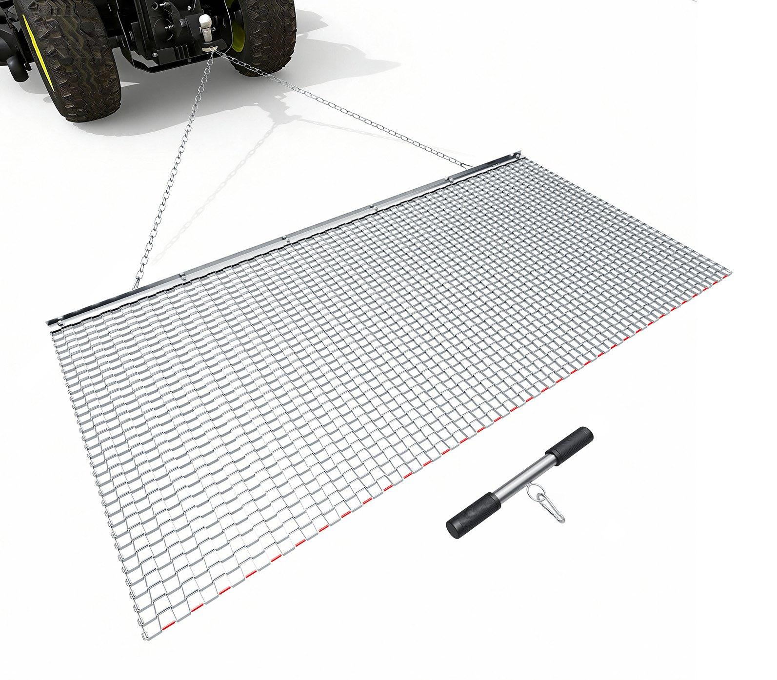 Wiesenegge Schleppegge - Feldegge 183 x 91,4 cm - Verzinkter Stahl - Mit Anhängekette - Anbaugerät für ATV, UTV & Traktor - Zum Einebnen von Schotterwegen, Fahrspuren & Feldern