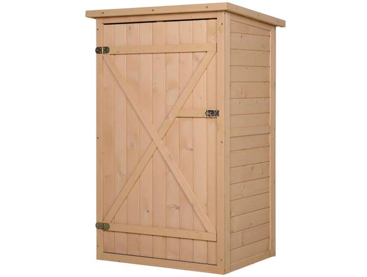 ComfortXL Gartenschrank Regalböden Naturholz, Braun, Holz, 56x115x75 cm, Gartenzubehör, Geräteschuppen