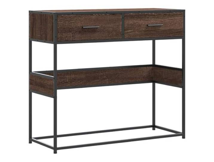 Konsolentisch Eiche braun 90x35x80 cm mit Schublade und Ablage Holzoberfläche, Metallrahmen, Schublade und Ablage, Industrial Stil, leicht zu reinigen