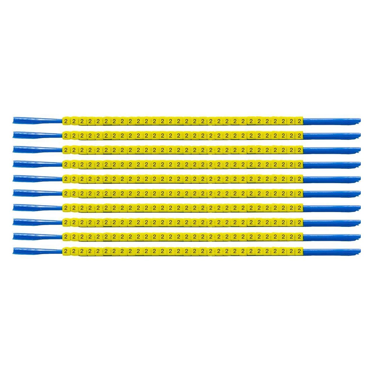 Brady SCNG-07-2, Clipsleeve Drahtmarkierer, Gelb, Beschriftung "" 2 "", für Kabeldurchmesser von 1,9 (333002)