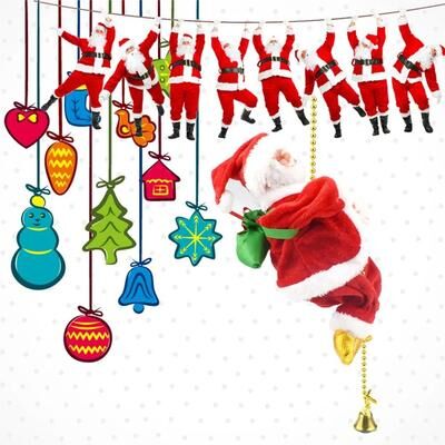 Uplifted Goods Electric Climbing Santa Claus Toy For Christmas Decor Electric Climbing Santa Claus Toy For Christmas Decor
