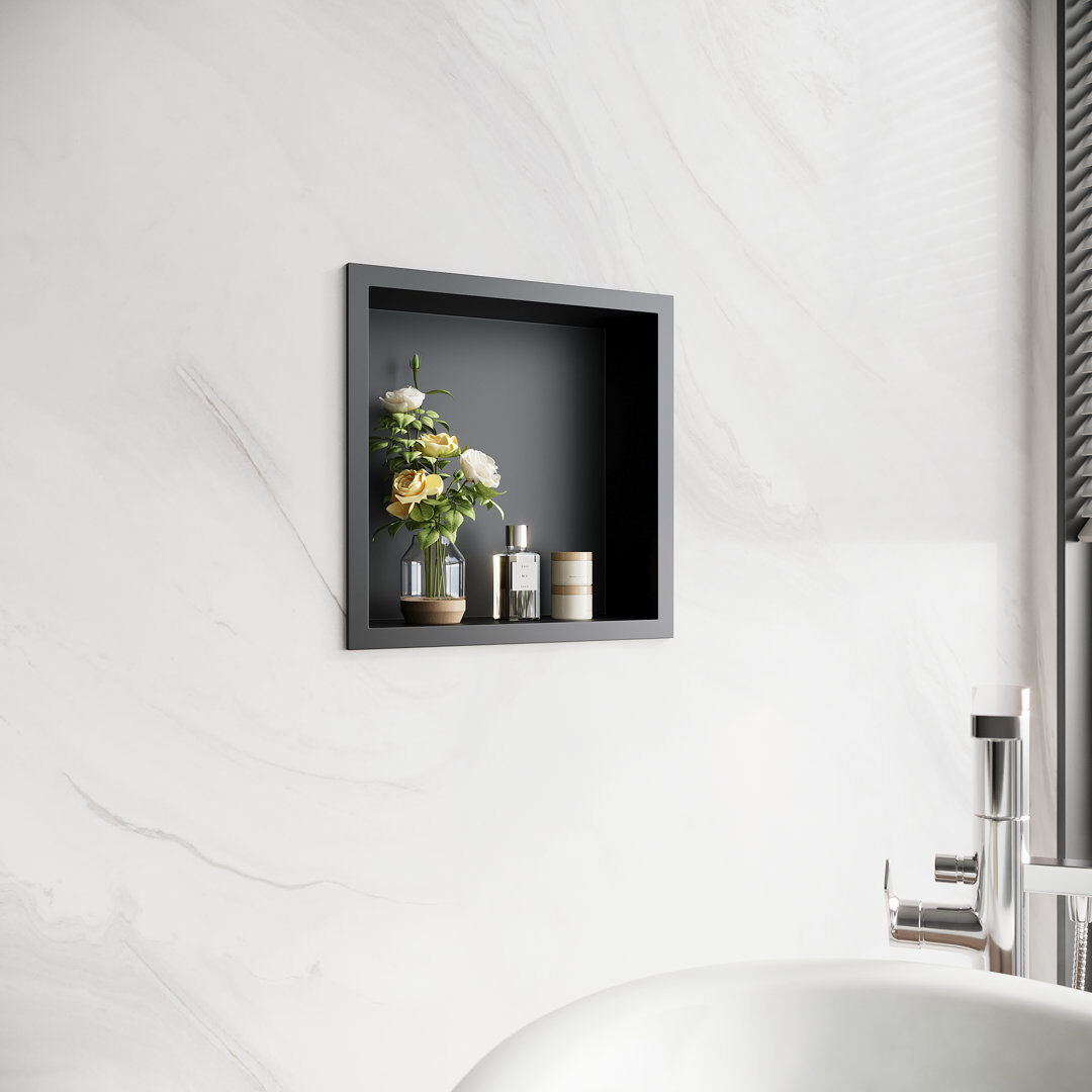 Latitude Run Betzi Mounting / Installation Required Shower Shelf Matte Black 30cm H x 30cm W x 9.5cm D
