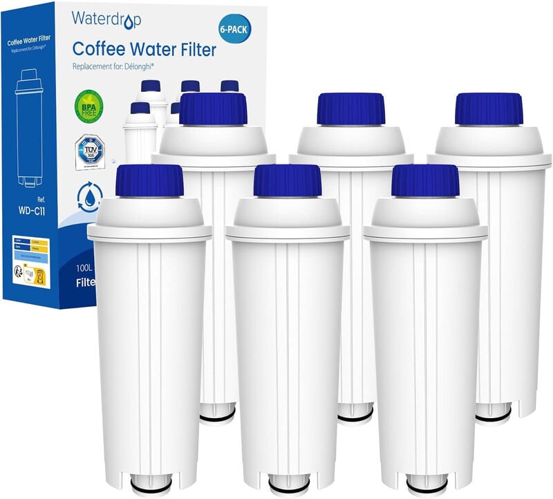 Waterdrop Waterfilter vervanging voor DeLonghi ECAM, Eletta, Dinamica, DLSC002, Magnifica, ETAM Autentica en diverse Esam-modellen, 6 stuks