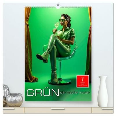 Grün, die frische Farbe (hochwertiger Premium Wandkalender 2026 DIN A2 hoch), Kunstdruck in Hochglanz