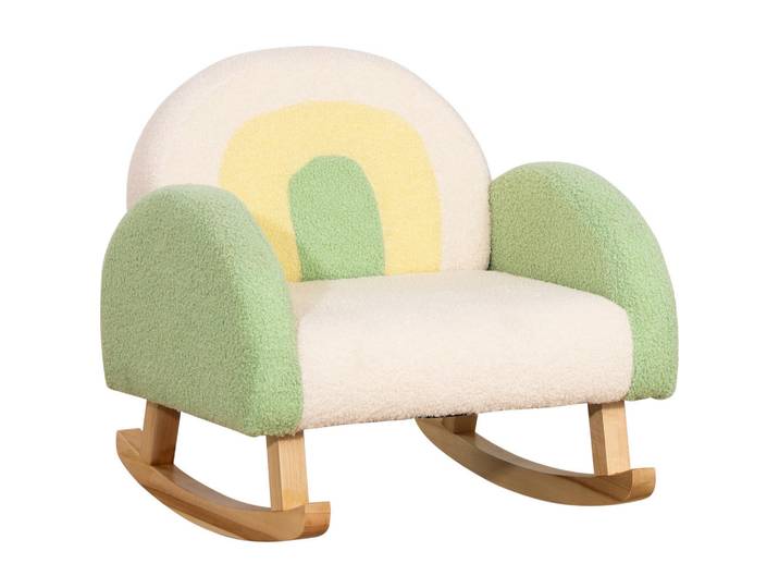 Homcom Kindersofa Schaukelstuhl für Kleinkinder Kindercouch Babysitz Eukalyptusholz, Grün, Holz, 45x44x50 cm, Babymöbel & Kindermöbel, Babyzimmer, Kindersessel & Kindertische