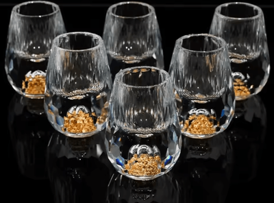 Uplift Curations Luxury Gold Foil Crystal Shot Glass Set 15ml Mini Whiskey & Baijiu Tasting Cups (1 2 6pcs) 1pc