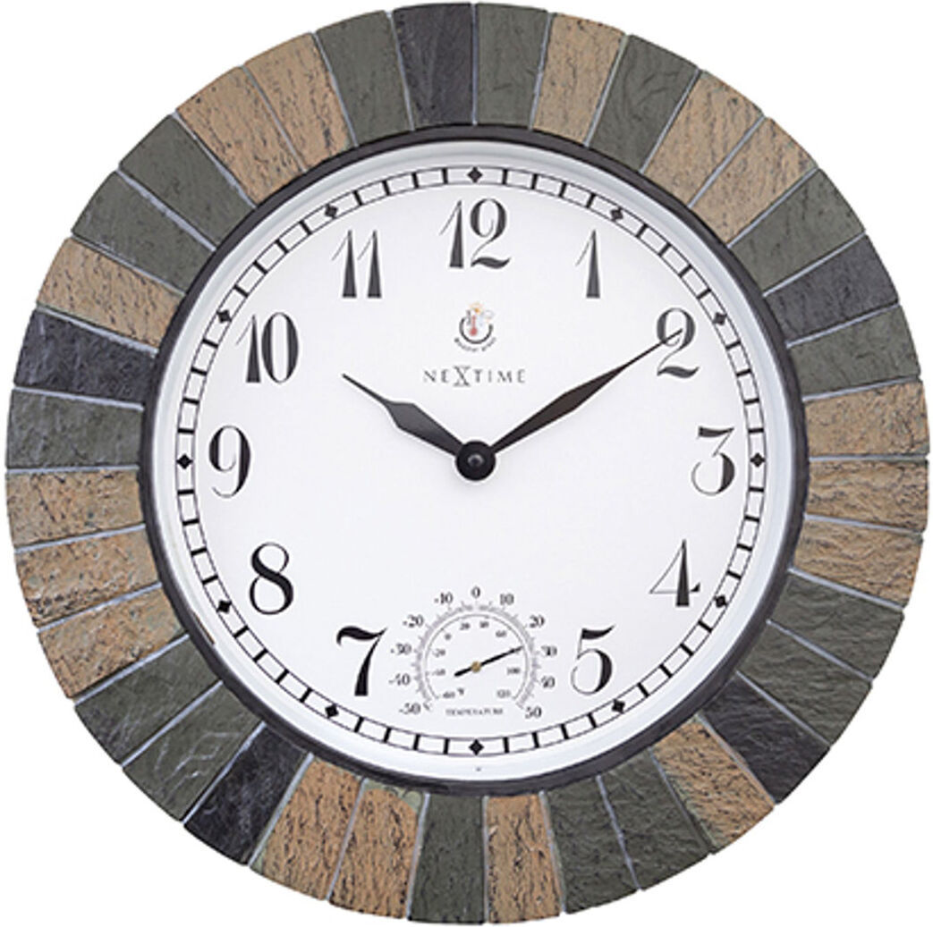 NeXtime Maritime & Weather Wall Clock Grey;Thermometer 43.5cm W X 43.5cm H X 6cm D