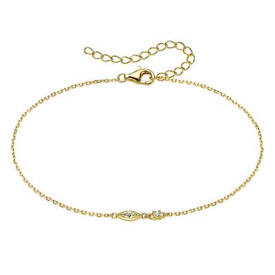Armband "Armkette mit weißen Zirkonia", gold (gelbgoldfarben, kristallweiß, kristallweiß), ANISTON JEWELRY & WATCHES, Armbänder, Damen, 24cm, Silber 925 (Sterlingsilber), Armband, mit Zirkonia (synth.)