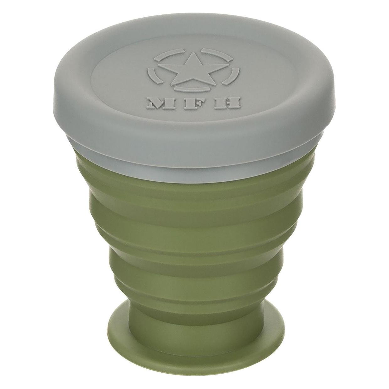 Mfh Faltbecher, mit Deckel, Silikon, oliv, 200 ml (41306547)