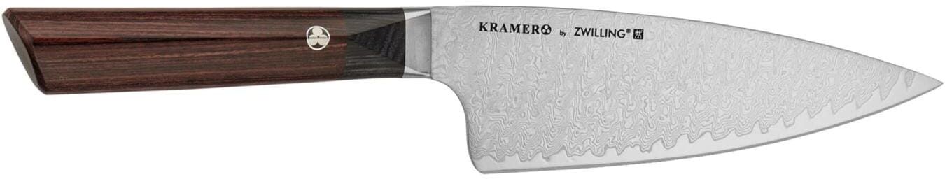 Kochmesser ZWILLING "Kramer Meiji 16 cm", braun, Klingenlänge 16cm, Stahl, Kochmesser, Kochmesser, Langlebiges Damast-Kochmesser mit Pakkaholz-Griff braun Klingenlänge 16cm