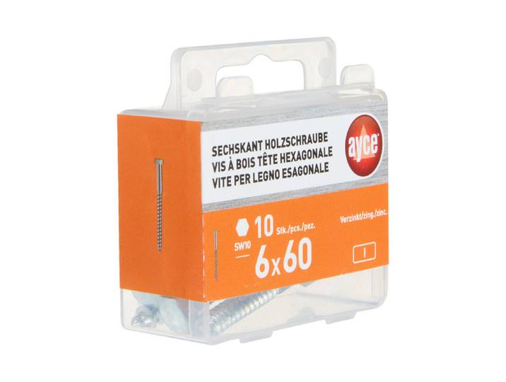 Ayce Sechskant-Holzschraube Verzinkt 6 mm 60 mm