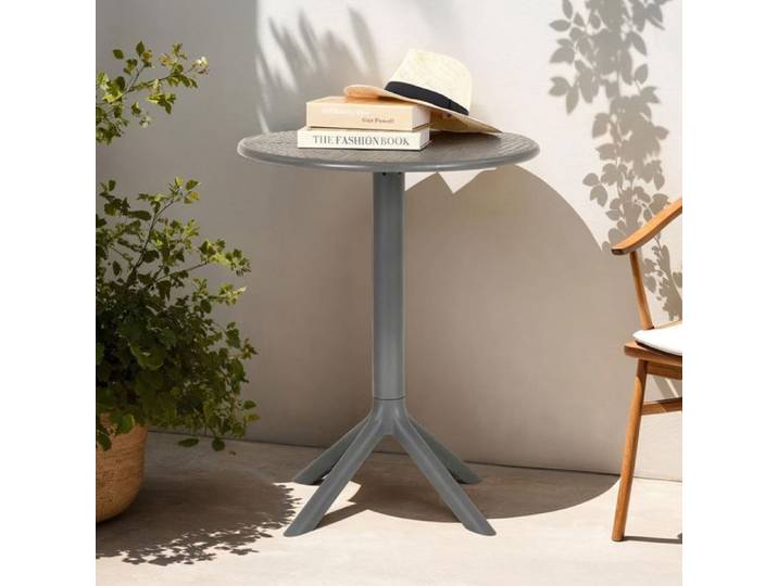 Table de jardin LUZ Petite Table d'Extérieur Ronde et Compacte Idéale pour un Balcon ou une Terrasse Gris