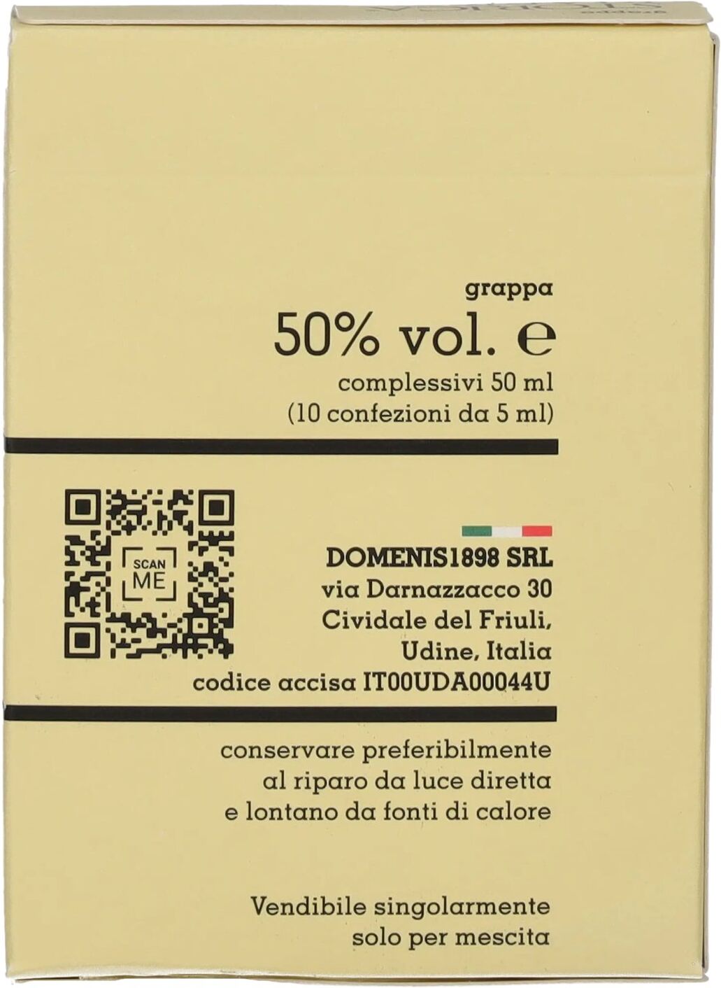Domenis 1898 STORICA BIANCA Grappa 50% Vol. 10x0,005l in Geschenkbox