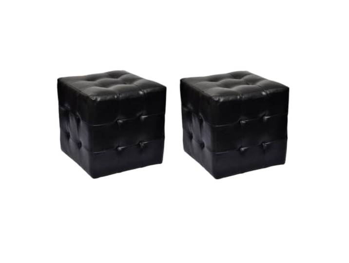 KUTYWEXFM 2er Set Würfelhocker Schwarz 30x30x30 cm Polsterhocker Kunstleder Flexibel kombinierbare Sitzwürfel für Wohnzimmer und Schlafzimmer, pflegeleichtes Kunstleder, vielseitig als Fußbank nutzbar.