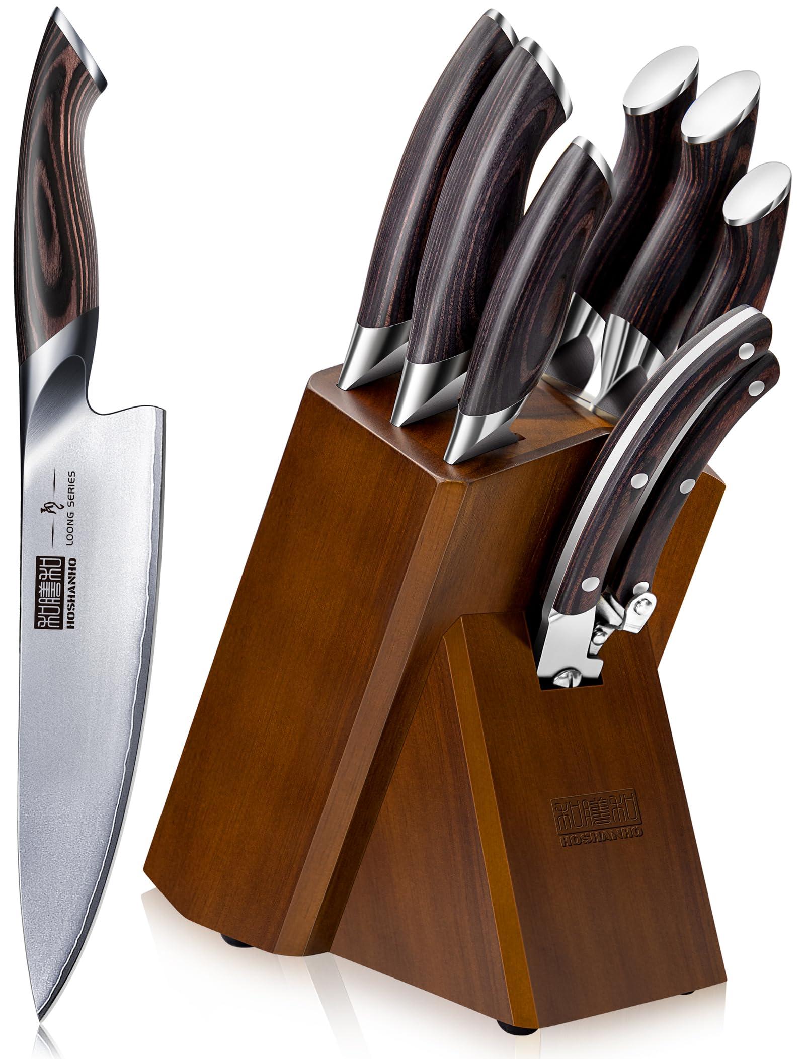 8-teiliges Küchenmesser-Set, AUS-10 Stahl, Messerblock, Schere