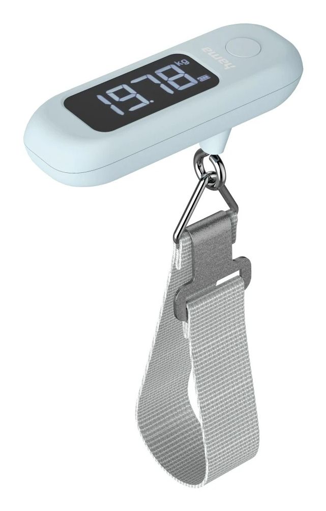 Hama 139545 Digitale Gepäckwaage bis 50kg, LCD-Display (Blau, Grau) 00139545