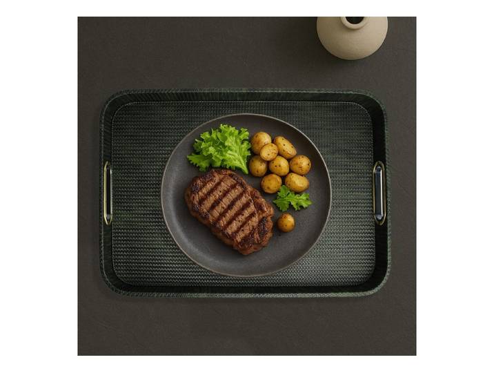 Signature Home Collection Tablett Tablett rechteckig abgerundet Kunstleder mit Griffen mit Rand, Kunstleder, (1-tlg), mit Griffen und Rand, beschichtet und abwischbar