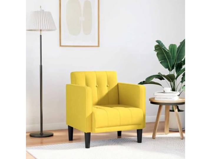 NLQMSU Sessel mit Armlehnen, Stoff, hellgelb, Polyester, 53 cm Stabile Sperrholzstruktur, bequemer Schaumstoff und Federn, für Wohnzimmer, Schlafzimmer, Büro, modernes und traditionelles