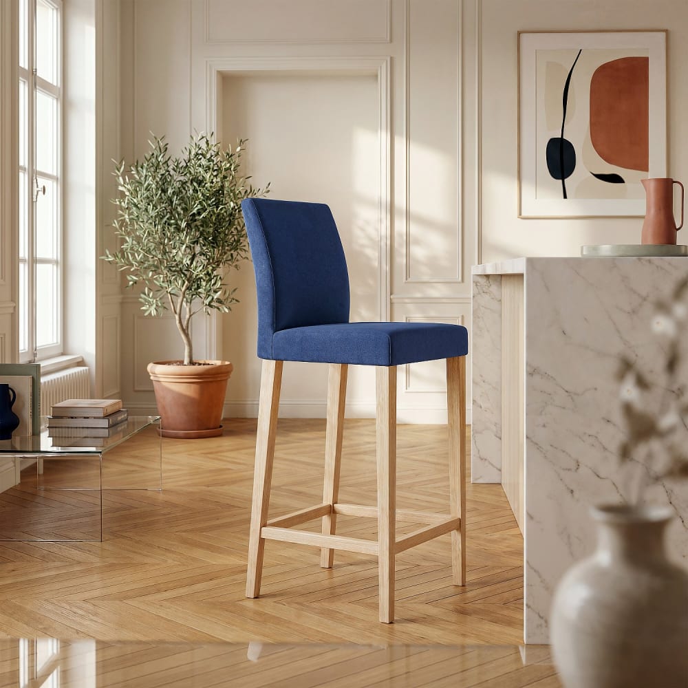 Habitat Tabouret haut de bar en tissu - bleu Bleu 45x115x55cm