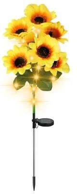 Useful Little Things Solar LED Sunflower Garden Lights Waterproof Outdoor Landscape Pathway Decor 7 Heads
