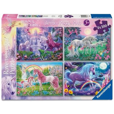 Kinderpuzzle 4x100 Teile - Magische Einhörner