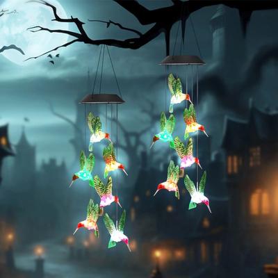 All Categories Goods Solar Powered LED Color Changing Wind Chime Lights With Hummingbird Design, Garden Yard Decor 2 pack