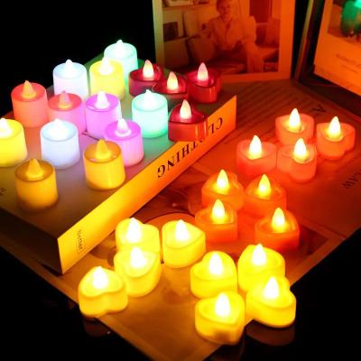 Inspired Living 24 Pack Flameless LED Tea Lights Warm White Flickering Battery Operated Candles For Wedding And Home Decor heart multicolor 24 pack