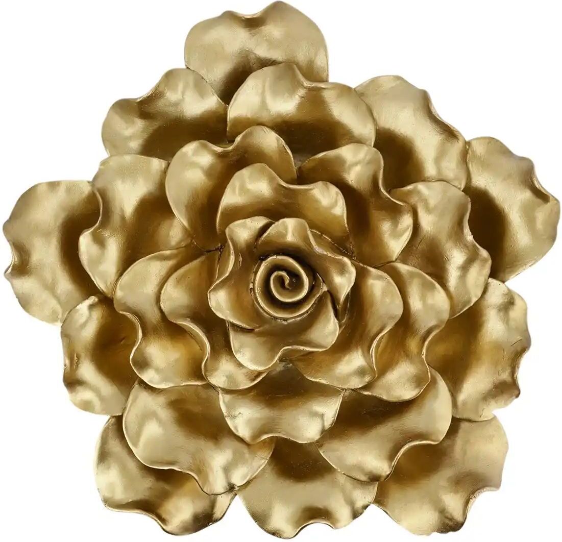 Höffner Wanddekoration Blume   ¦ gold ¦ Polyresin (Kunstharz) ¦ Maße (cm): T: 10.0  Ø: