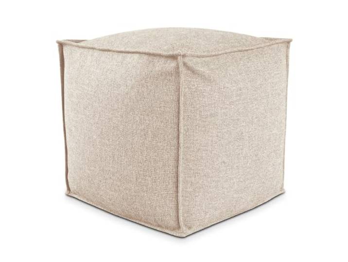 Deshome - Sitzhocker Sitzpouf Pouf 50x50x50 cm mit abnehmbarem Polster für Innen- und Außenbereich: Sitzpouf Design für Sofa, Wohnzimmer, Schlafzimmer, Sitzhocker, Light Pouf Beige