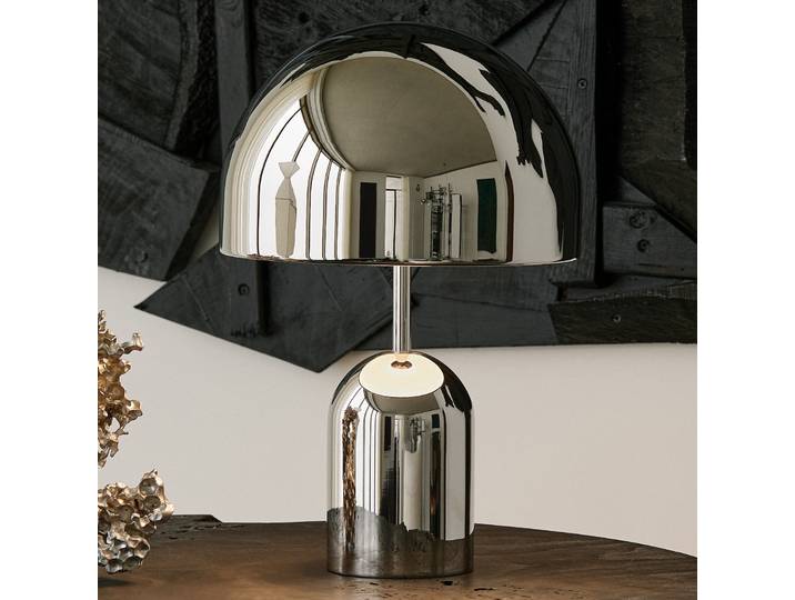 Bell Tischleuchte H42,5 Silber - Tom Dixon - Wohnzimmer - Design - Metall - Mit Schirm
