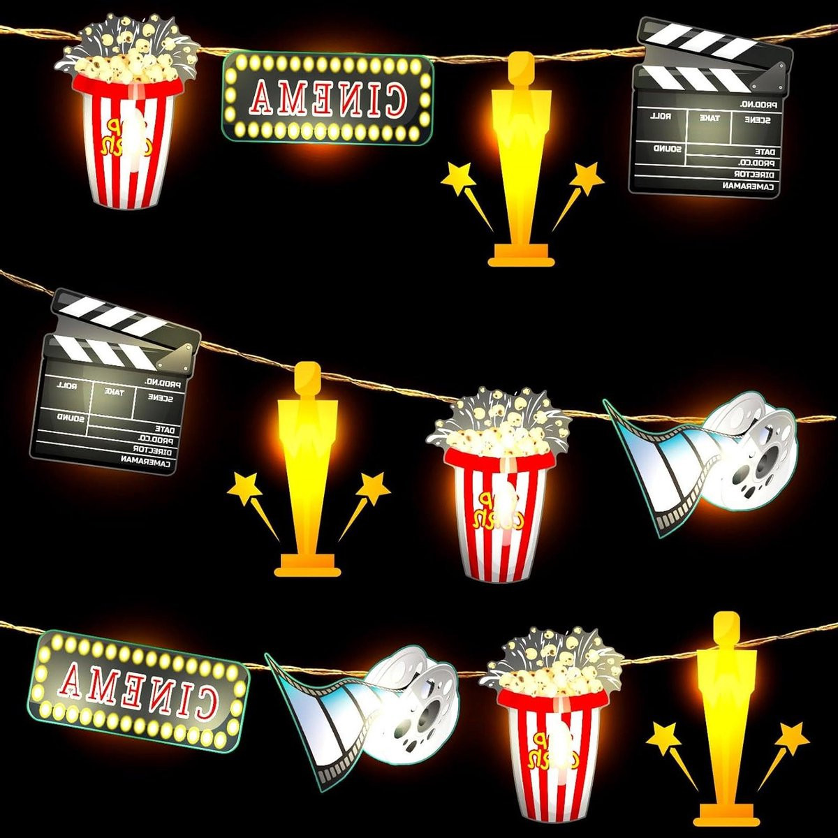 Multicolor LED Lichtsnoer Film Thema - 3 Meter met 20 LED - Batterij Aangedreven Feestverlichting