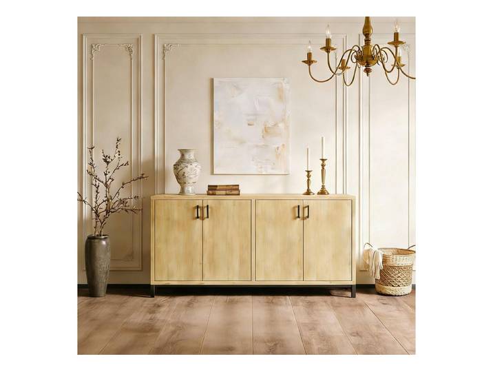 LuxusKollektion Anrichte Küchenschrank Holz Anrichte Aufbewahrungsmöbel Metallgriff 4 Türen (1 St)