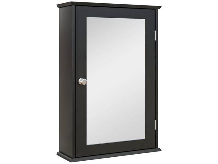 LIA Meuble de salle de bains suspendu avec miroir et porte à fermeture magnétique 41x14x60 cm noir