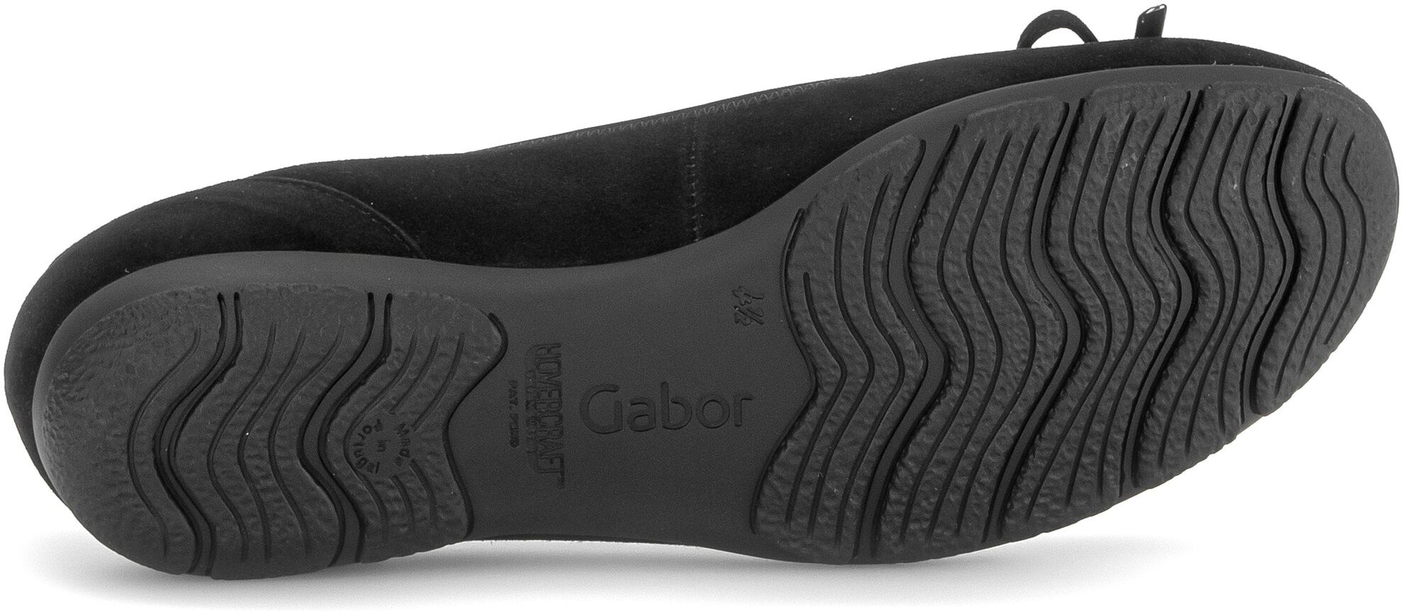Ballerina GABOR, Damen, Gr. 35, Textil, schwarz, Ziegenveloursleder, Schuhe Ballerina, Keilabsatz, Businessschuh mit komfortablem Elastikeinfass
