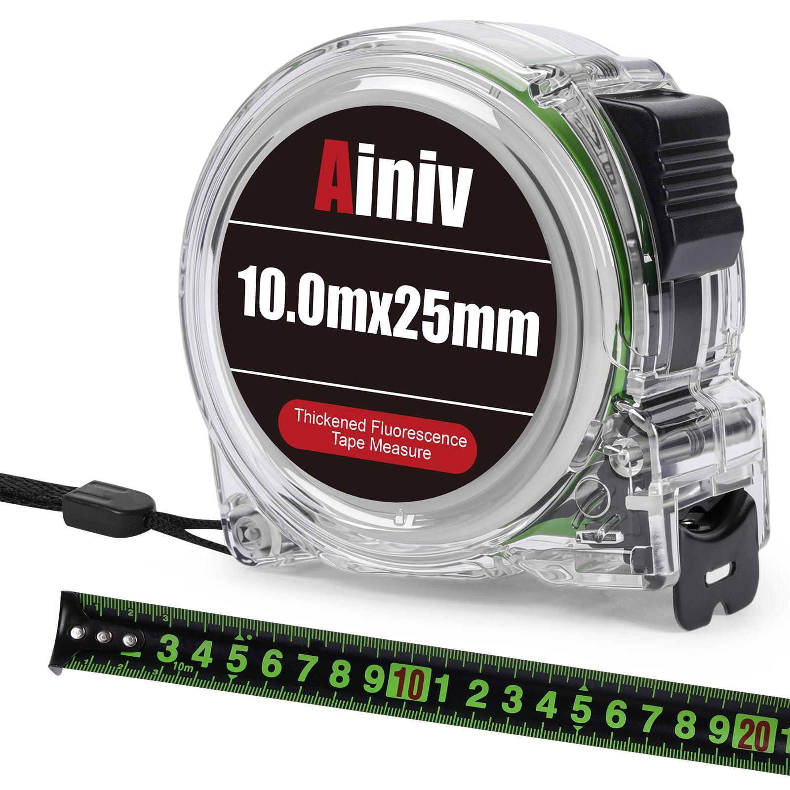 Lustrens Intrekbaar meetlint, transparant en fluorescerend, 10 m