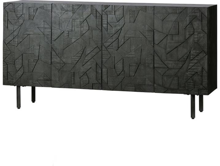 WOOOD Counter Dressoir - Hout - Zwart - 83x160x40