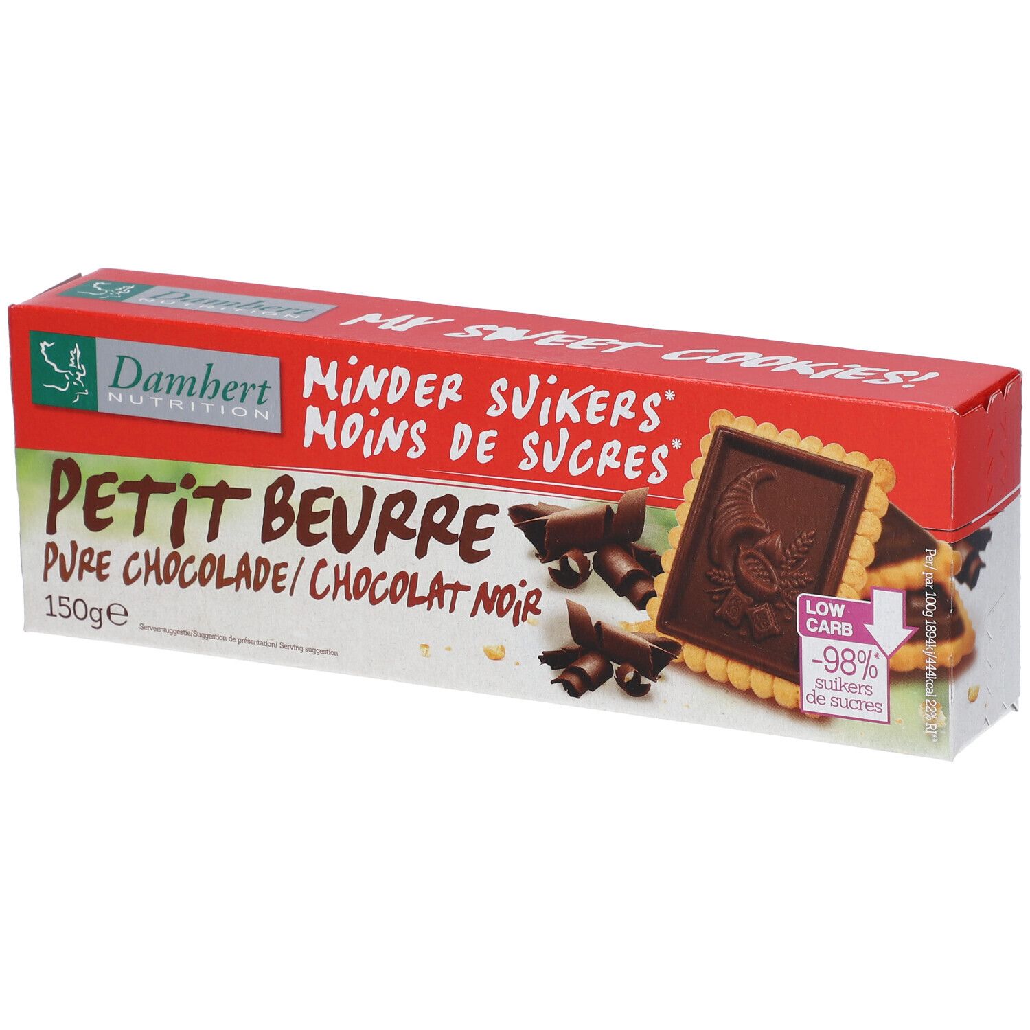 Damhert Petit Beurre Fondant Chocolade Zonder Suiker 150 g Kekse