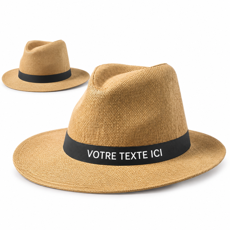 Chapeau publicitaire en Paille de Papier Mulins papier marron