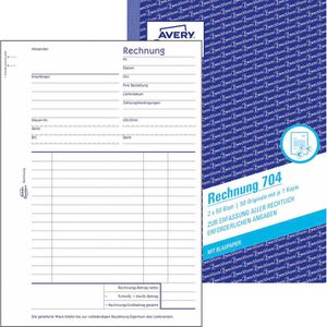 Zweckform Avery  704 Rechnungsbuch A5 2 x 50 Blatt