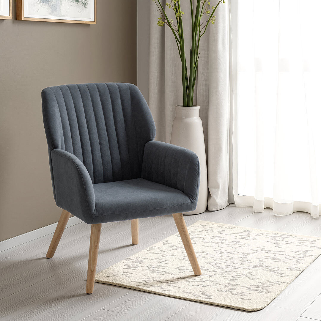 George Oliver Velvet Side Chair Dark Grey 84cm H X 63cm W X 68.5cm D