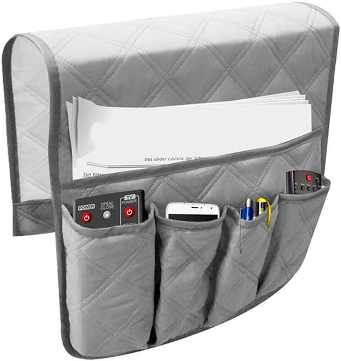 Sofa Organizer met Opbergzakken voor Afstandsbediening, Telefoon en Boeken - Handige Hangende Armleuninghouder voor Bank en Stoel