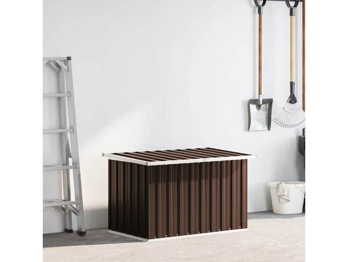 BEAU Coffre de rangement - Boîtes de rangement - Coffre de Stockage Extérieur - Acier galvanisé - 109x67x65 cm - Marron[30271]