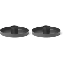 2X Stabkerzenhalter rund Metall Durchmesser 14cm matt SCHWARZ Kerzenhalter Tafelkerzen Candle Holder Kerzenpick Adventskranz scandic chic Kerzenteller Dekoschale Weihnachtsdekoration