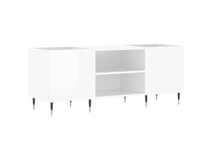SKTQYQO Schrank für Scheiben, weiß, glänzend, 121 x 38 x 48 cm, Holz 10cm hoch Eisen Plattenspieler Plattenspieler Platz für LP-Scheiben Industrial Style