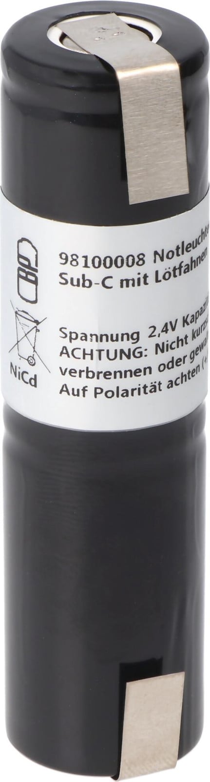 AccuCell NiMH-accu voor noodverlichting, 2,4V, 1800mAh, type L1x2 Sub-C, Diameter: 23 mm, Hoogte: 86 mm